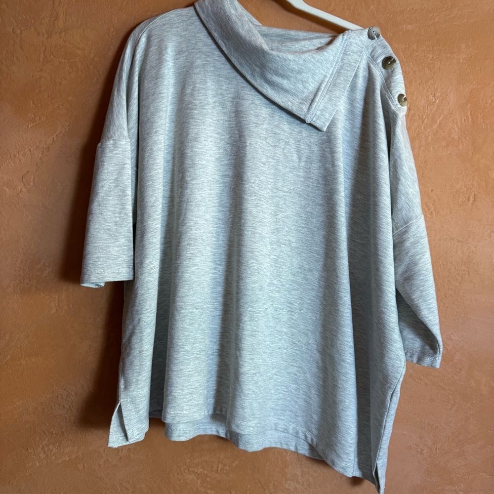 Saturdays Sunday Anthropologie Gray Cowl Neck Top Size Large Soft Knit